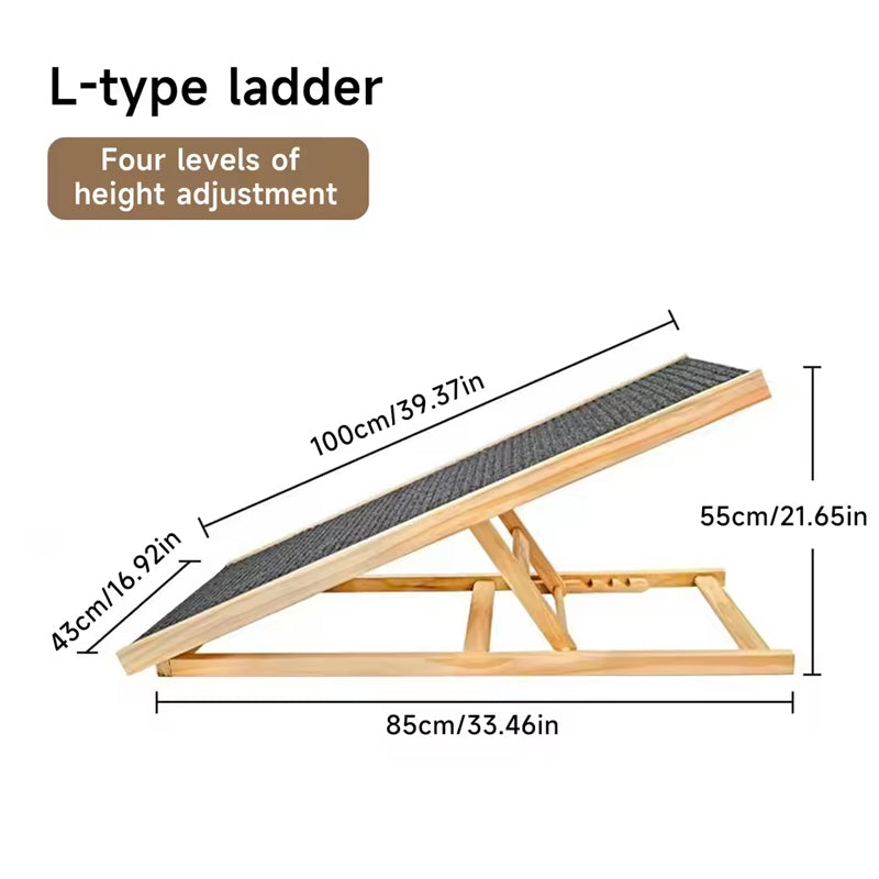 Foldable Pet Ramp – Height-Adjustable Non-Slip Dog & Cat Ladder