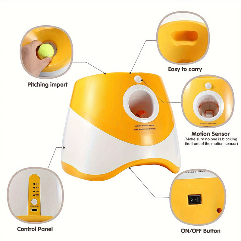 Automatic Tennis Ball Launcher for Dogs – Rechargeable Pet Toy